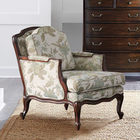 Chaise de luxe American Light Retro Tiger Chair Salon Maison Tissu de coton et de lin Loisirs Canapé simple en bois massif