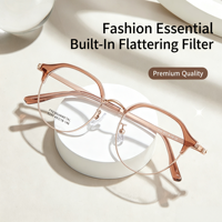 8089 Montures de lunettes en plastique souple, légères et durables, transparentes, rose fleur de cerisier et or doux, pour visages fins