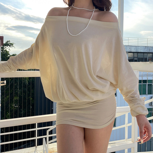 Vestido Mini Sexy con Hombros Descubiertos para Mujer, Manga Murciélago, Ajuste Holgado, Vestido de Fiesta para Club - Product Image 6