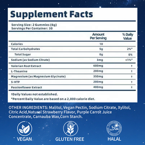 เยลลี่ช่วยการนอนหลับสูตรธรรมชาติ OEM ขายดี พร้อม 5-HTP, แอล-ธีอะนีน, แมกนีเซียม และสารสกัดจากรากวาเลอเรียน ปราศจากเมลาโทนิน - Product Image 4