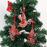 Ornement suspendu en forme d'oiseau en strass rouge, pendentif scintillant en alliage de zinc, décoration de Noël pour arbre, fenêtre, plafond, breloque cadeau de fête