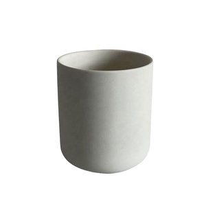 New 12oz 375ml Nordic Custom Cute Matte Ceramic Candle Vessel <b>White</b> Round Candle Jar With Lid - Product Image 1