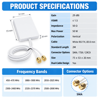 Antenne panneau double câble 4G LTE avec options de connecteurs SMA TS9 CRC9, antenne externe 2m RG174 pour routeurs et modems intérieurs