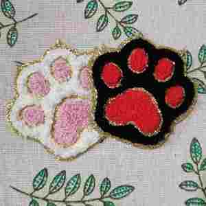 Hot Sale Iron On/self Sticker Gold Glitter Edge Embroidered Cute Cartoon Sun Paw Cloud rainbow Star Chenille Patch - Product Image 2