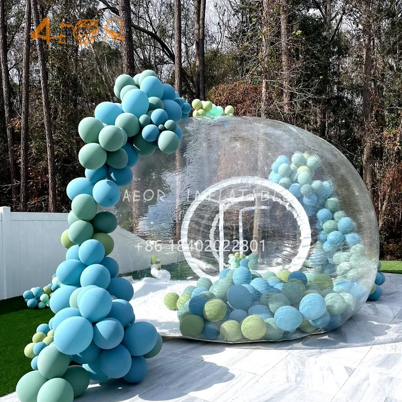 Barraca inflável para festas, barraca transparente de bolha com balões para show ao ar livre