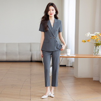 Celana panjang ramping satu kancing musim panas, Blazer kasual dekorasi kancing sebaris, setelan Fashion warna-warni opsional ukuran XL penuh musim panas