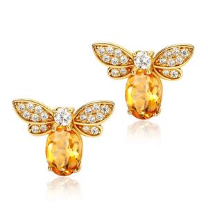 Vente en gros <span class=keywords><strong>LAMOON</strong></span> Bijoux fins plaqués or jaune 14 carats S925 Forme d'abeille animalière Boucles d'oreilles Bague Bracelet Collier pour mariage et fête - Product Image 2