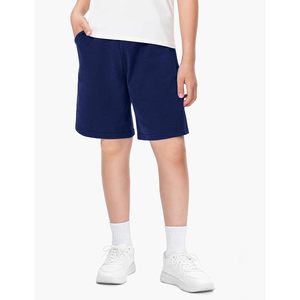 Shorts en coton pour garçons, taille mi-haute, cordon de serrage, avec poches, style athlétique décontracté, bermudas pour 5-14 ans - Product Image 2