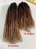 Cheveux synthétiques Ombre Marley Twist Afro Kinky Bulk pour tresses, 8, 12, 18, 24 pouces, 100g/paquet, 30 mèches, pour tresses cubaines au crochet et tresses Ghana