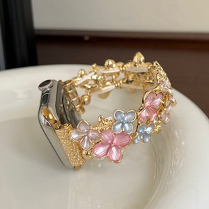 Yusslab Hoa Đàn Hồi Dây Đeo Kim Loại Cho Apple Đồng Hồ Vàng Sang Trọng Thép Không Gỉ Thoáng Khí Tương Thích Cho Apple Đồng Hồ - Product Image 2