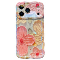 Coque de téléphone à motif floral peint à la main pour iPhone 17, étui anti-lumière bleue IMD pour 16 Pro Max avec une sensation premium