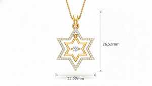 Colgante de Estrella Judía con Diseño Entrelazado en Oro de 14K y Diamantes Naturales |   Estrella de David Diamante |   Colgante Minimalista de Oro con Diamantes - Product Image 2