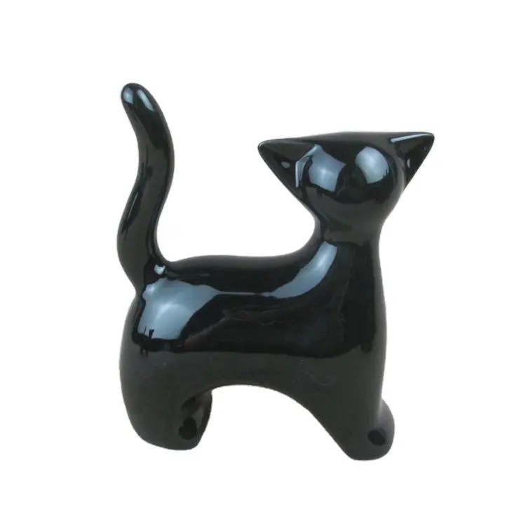 Ceramic black cute cat modern home decoration accessories