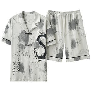 SAMWESTART 2024 été nouveau Style chinois pyjamas hommes coton Style National à manches courtes Shorts rétro décontracté Homewear costume - Product Image 1