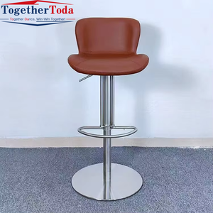 Chaise de bar moderne en aluminium de style nordique avec velours doré et cuir, stable et durable pour salle à manger, bar, cuisine, salon - Product Image 3