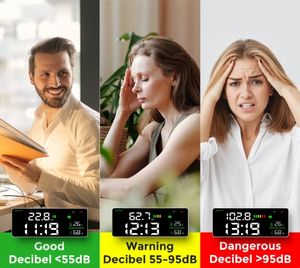 4 в 1 децибел, Wi-Fi, настенный измеритель уровня звука, цифровой синхронизированный Измеритель температуры и влажности - Product Image 6
