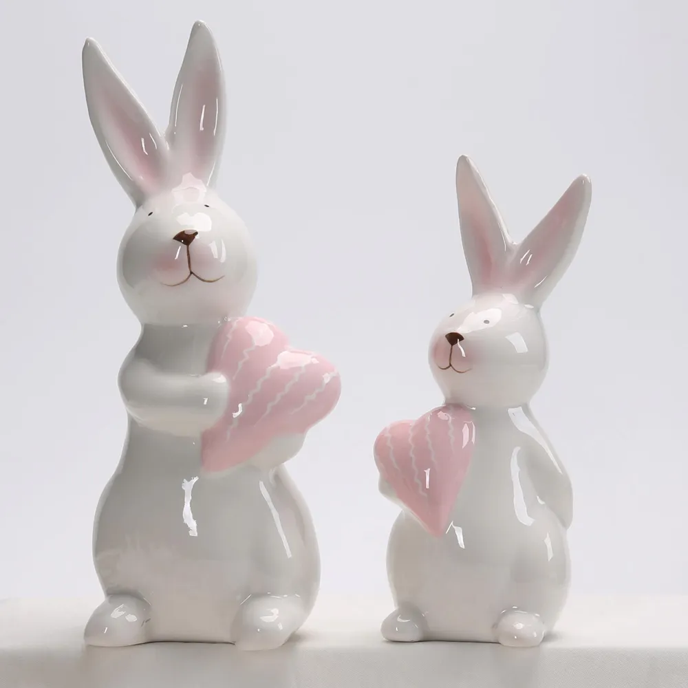 Forniture per feste domestiche da tavolo centrotavola decorativo in ceramica per coniglietti statuetta decorazione
