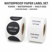Ensemble d'étiquettes en papier imperméables, autocollants adhésifs multi-spécifiques, impression personnalisée pour l'artisanat et l'emballage cadeau, faible MOQ