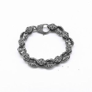 Bracelet Yunnique en argent tibétain avec motif serpent, bijoux de mode unisexe, design géométrique, style punk moto - Product Image 1