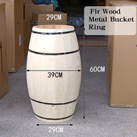 Décor de tonneau de vin de bière en bois de chêne naturel de 60cm seau à glace portable durable de fête rouge pour les boissons