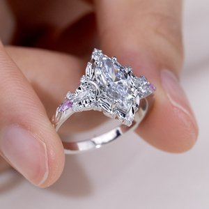 Bague d'éternité Messi Jewelry MSR-2128 en or 14 carats, forme marquise, design fantaisie, diamant de laboratoire, bague de fiançailles - Product Image 3