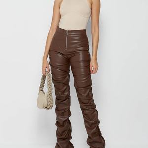 Pantalones Deportivos Y2k para Mujer, Pantalones Anchos de PU, Pantalones Casuales para Dama, Pantalones de Cuero Artificial de Una Pieza - Product Image 3