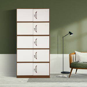 Multi-Layer 5-Door Steel <b>Storage</b> Cabinet Modern Office Iron File <b>Cupboard</b> Brown <b>White</b> Home Office School Use Metal Adjustable - Product Image 5