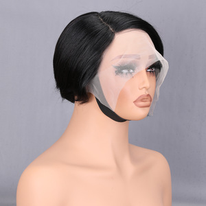 Parrucca Coolhair Trasparente con Frontale in Pizzo, <span class=keywords><strong>Capelli</strong></span> Remy Brasiliani, Bob Corto Liscio per Donne, Densità 200%, con Baby Hair - Product Image 3