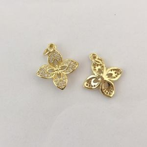 10 buah liontin gandulan Patrick lapis emas empat daun semanggi kuningan bandul untuk pembuatan perhiasan anting - Product Image 3