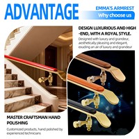 Pegangan Tangga Villa Modern dari Baja Anti Karat 304, Lapisan Titanium Gold, Pegangan Tangan Dalam Ruangan, Balustrade Kaca Berlapis Kulit