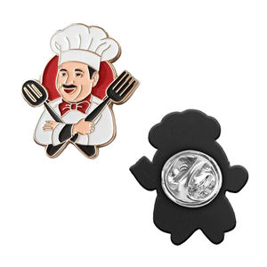 Broches de chef personnalisées en gros, émail doux, chapeau de cuisine, épingle à revers, personnage créatif, uniforme du personnel de <span class=keywords><strong>restaurant</strong></span>, badge en métal - Product Image 3