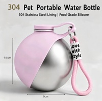 Bouteille d'eau portable pliable et isolante 2-en-1 pour chien et chat, en plastique plat, écologique, étanche IPX8, vente en gros d'usine