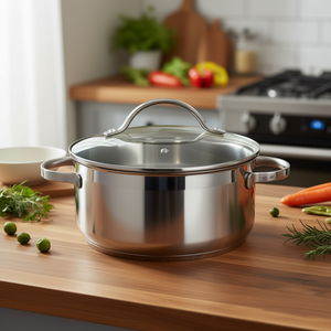 Ohio Roasting Pot 1 L 16 Cm Stainless Steel <b>With</b> Glass <b>Lid</b> For Even Cooking - Product Image 3