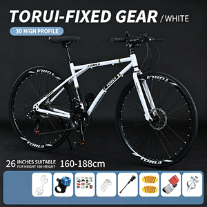 Bicicleta de Carretera para Hombre y Mujer, Super Rápida, con Frenos de Disco, Neumáticos Sólidos, Color Rojo, Horquilla de Acero, Velocidad Variable - Product Image 2