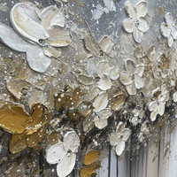 Peinture abstraite contemporaine blanche et dorée, grande toile murale, art texturé, décoration moderne pour salon, chambre à coucher