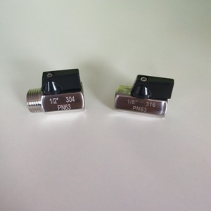 วาล์วปรับมุม 1/8 นิ้ว 316 สแตนเลสเกลียวตัวผู้ ด้ามจับสีดำ ควบคุมการไหลของน้ำ PN63 - Product Image 1
