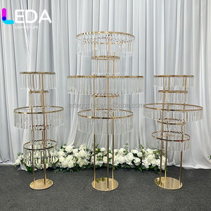 LEDA ชุดตกแต่งดอกไม้งานแต่งงานสุดหรูหราสีทอง พร้อมอุปกรณ์ประกอบฉาก ชั้นวางดอกไม้รูปชิงช้าสวรรค์หลายชั้น ทำจากเหล็กดัดเคลือบไฟฟ้า - Product Image 5