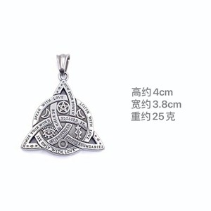Colgante triangular de acero inoxidable yunnique, diseño geométrico con grabados simbólicos para regalo, joyería de moda - Product Image 3