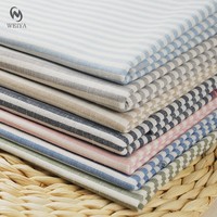 Tissu rayé de 4 mm en lin mélangé respirant et antibactérien naturel, 15 % lin, 85 % coton, teint en fil, pour chemises et robes