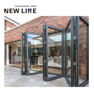 Portes accordéon de patio en aluminium imperméables à double vitrage Low-E et moustiquaire en fibre de verre et nylon pour une utilisation intérieure et extérieure - Product Image 5