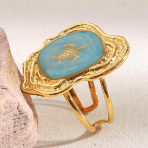 Maßgefertigte Neue <span class=keywords><strong>Design</strong></span> Bestseller Feine Ost-West Vintage Plastik-Schildkröten Verlobungs- und Hochzeitsringe aus Edelstahl für Damen - Product Image 3