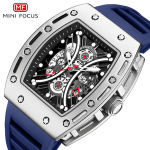 Domineering barrel-shaped men's watch with curved mirror and skeletonized <b>face</b>. - Product Image 2