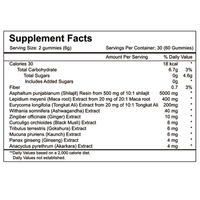 Gummies de Shilajit de l'Himalaya en gros OEM/ODM 5000mg 75% Acide Fulvique Ashwagandha Maca Ginseng 60 Gummies Véganes Sans OGM