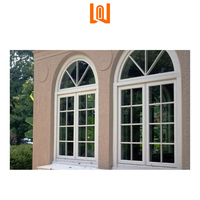 Ventanas de arco de PVC modernas de estilo francés, ventana abatible de vinilo, ventanas redondas de doble acristalamiento