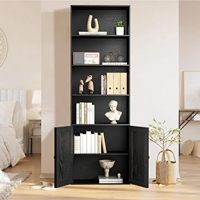 Étagère ouverte HANYEE avec armoire à portes coulissantes, bibliothèque autoportante en bois, meuble de rangement de style farmhouse pour salon