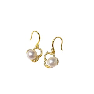 22641 Clous d'oreille en argent S925, accessoires de perles DIY avec support vide, boucles d'oreilles en forme de gourde et perles rondes de 7-9 mm - Product Image 5