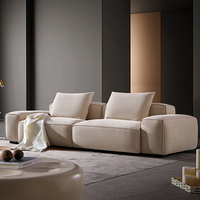 Ensemble de canapés modulaires sectionnels en lin au design simple et moderne avec repose-pieds en bois pour salon, hôtel et villa