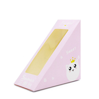 Boîte à sandwich en papier personnalisée avec lamination brillante, nouveau design, emballage triangulaire pour la présentation des aliments
