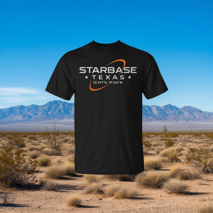 Camiseta con coordenadas de Starbase Texas, diseño minimalista de ciencia ficción - Product Image 3