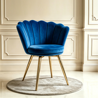 Chaise coquille en velours de luxe moderne haut de gamme avec pieds en métal doré pour chambre à coucher, salon, salle de maquillage